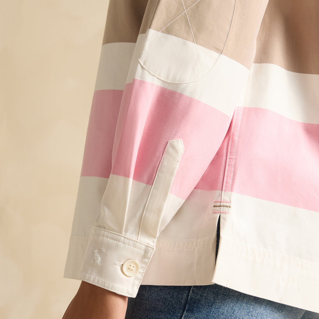 Joules Ladies Brinley Deck Shirt - Tan/Pink
