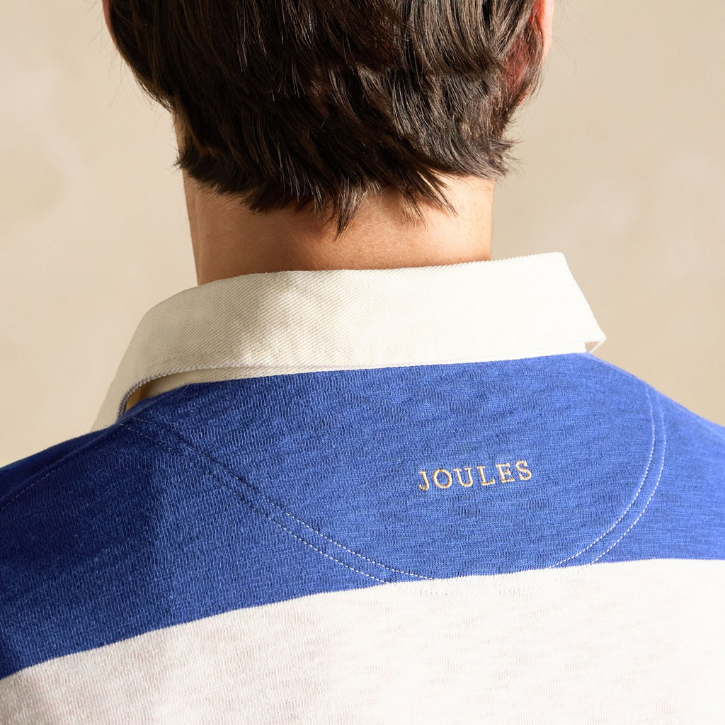 Joules Mens Slub Rugby Top - Cream/Blue
