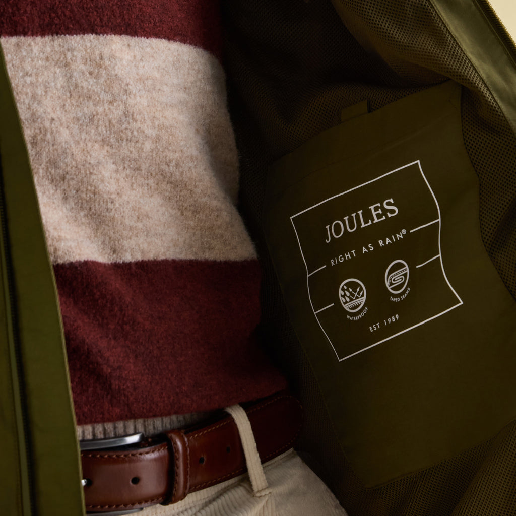Joules Mens Ayston Lightweight Waterproof Coat - Green