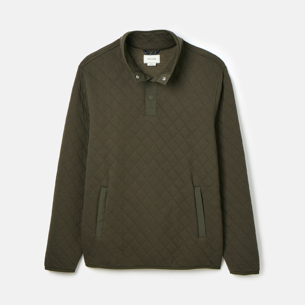 Joules Mens Malton Quilted Jersey Pullover Sweatshirt - Green