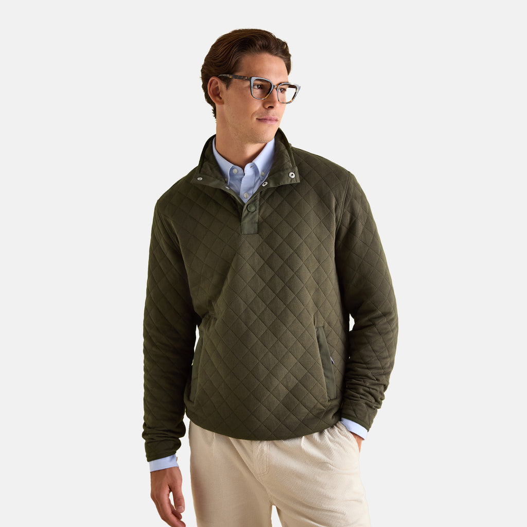Joules Mens Malton Quilted Jersey Pullover Sweatshirt - Green