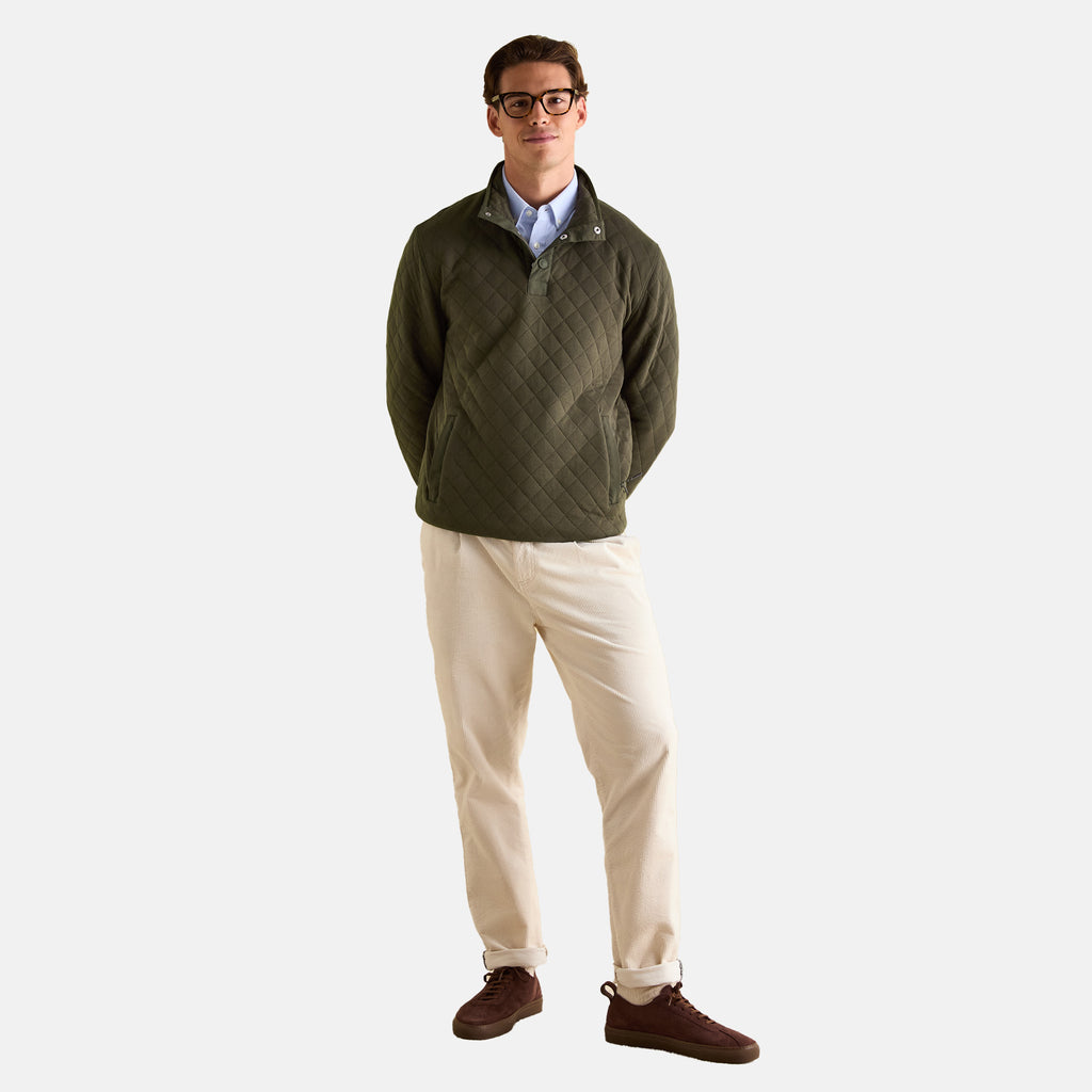 Joules Mens Malton Quilted Jersey Pullover Sweatshirt - Green