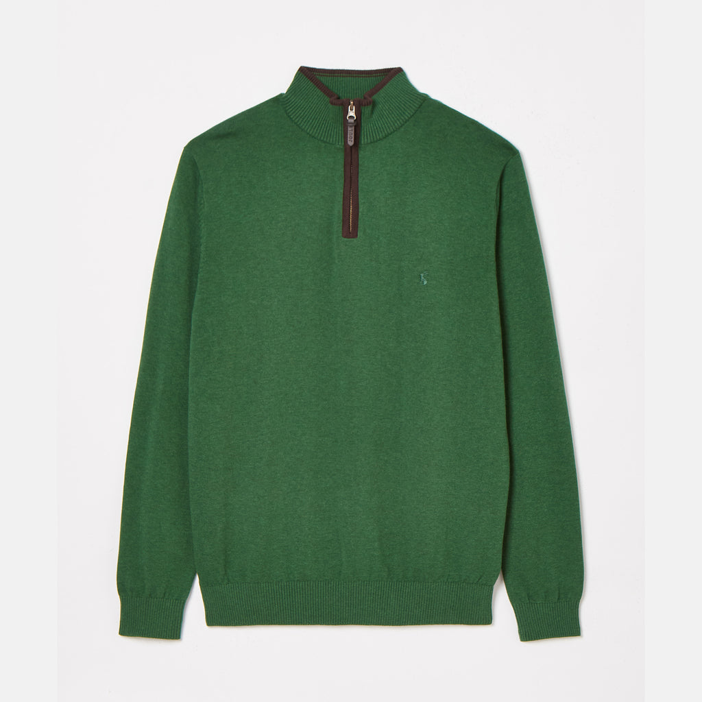 Joules Mens Hillside Quarter Zip Knitted Jumper - Green
