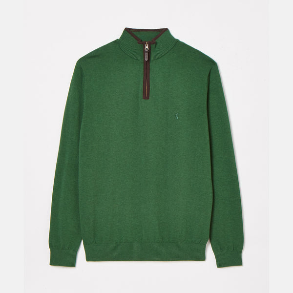 Joules Mens Hillside Quarter Zip Knitted Jumper - Green