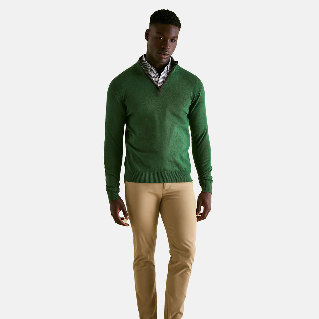 Joules Mens Hillside Quarter Zip Knitted Jumper - Green