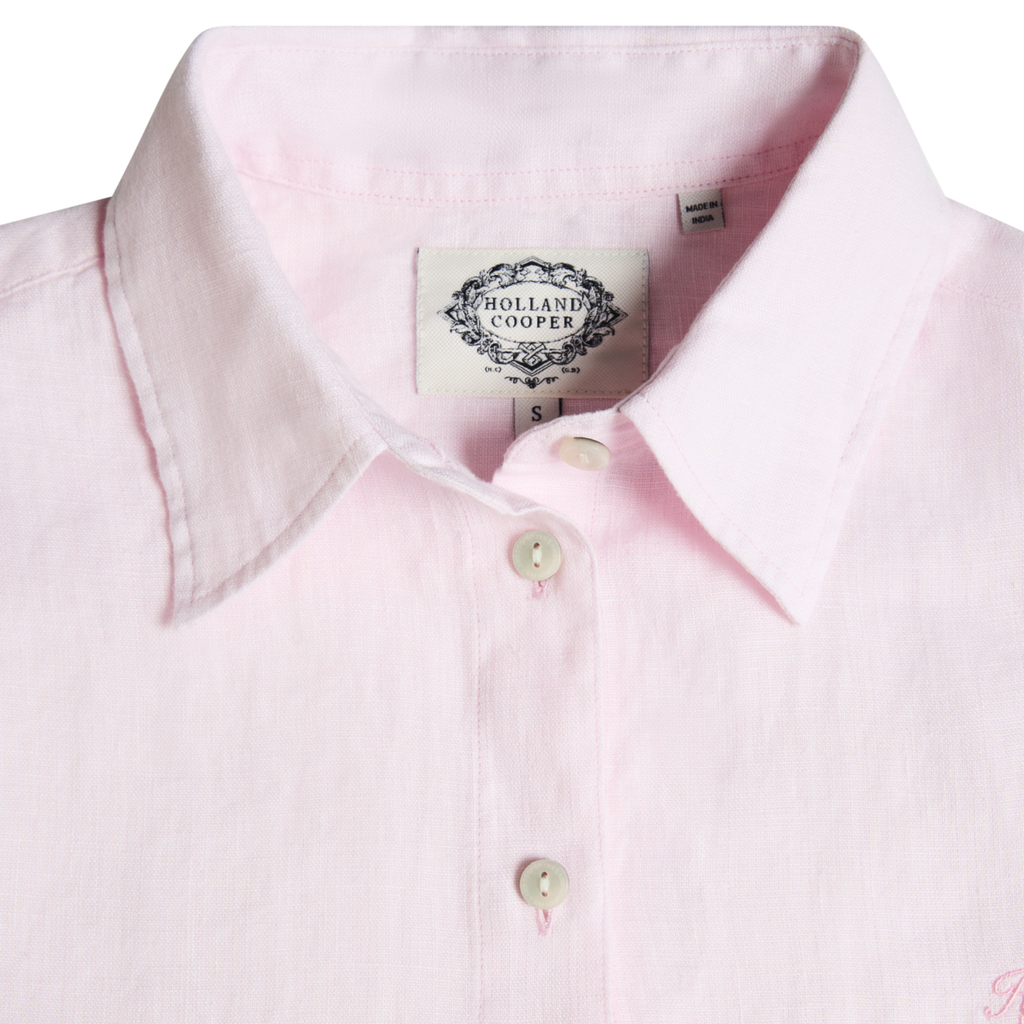 Holland Cooper Ladies Amalfi Linen Shirt - Powder Pink