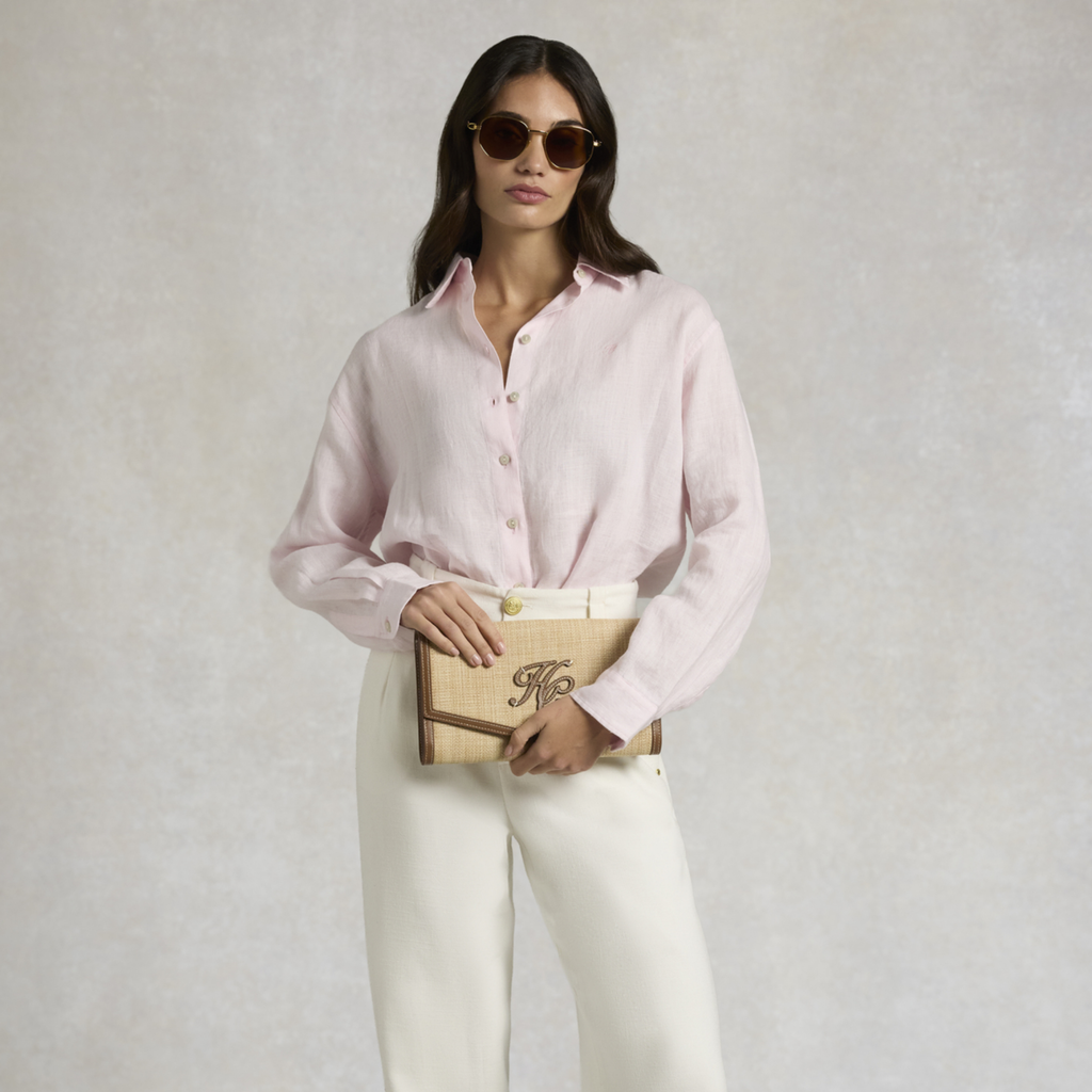 Holland Cooper Ladies Amalfi Linen Shirt - Powder Pink