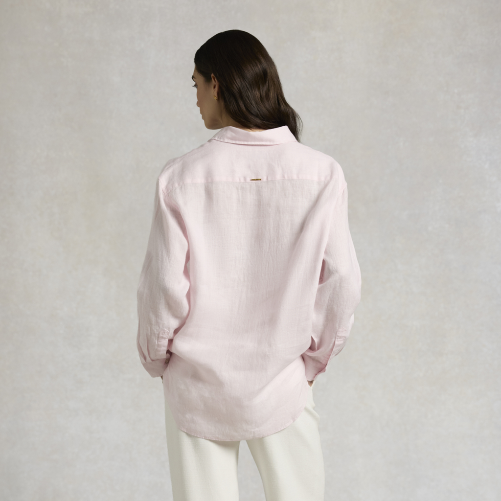 Holland Cooper Ladies Amalfi Linen Shirt - Powder Pink