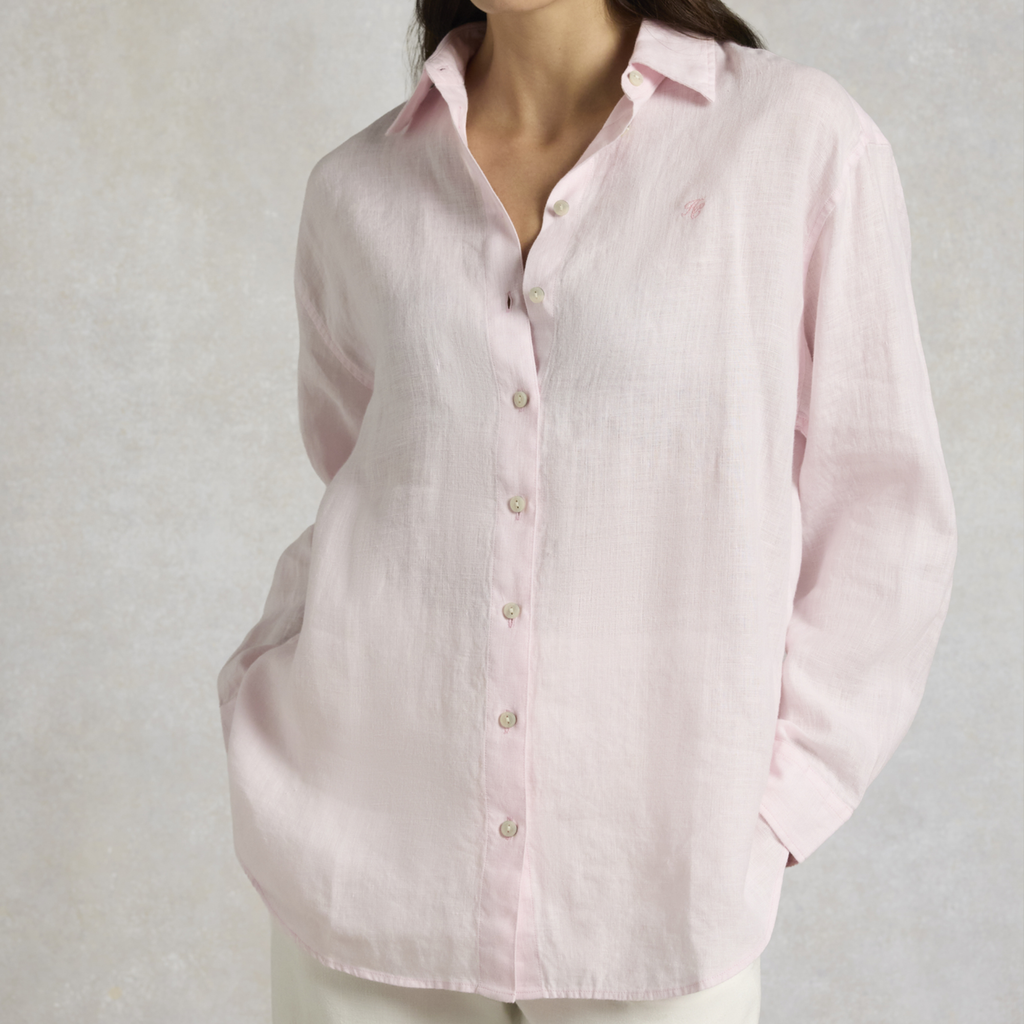 Holland Cooper Ladies Amalfi Linen Shirt - Powder Pink
