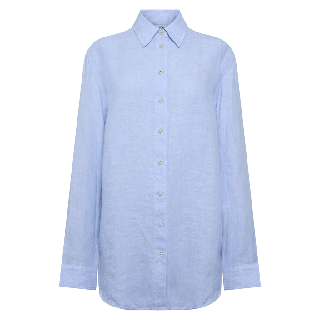 Holland Cooper Ladies Amalfi Linen Shirt - Light Blue