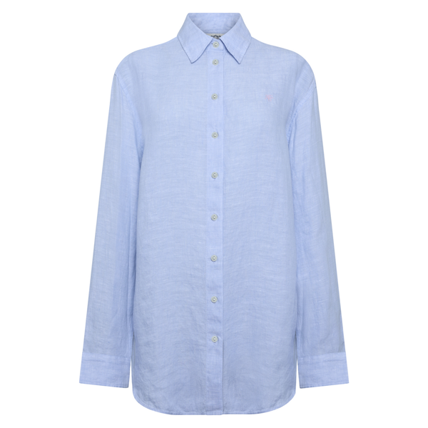 Holland Cooper Ladies Amalfi Linen Shirt - Light Blue