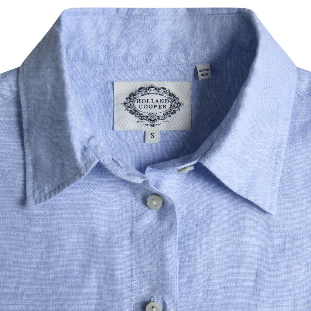Holland Cooper Ladies Amalfi Linen Shirt - Light Blue