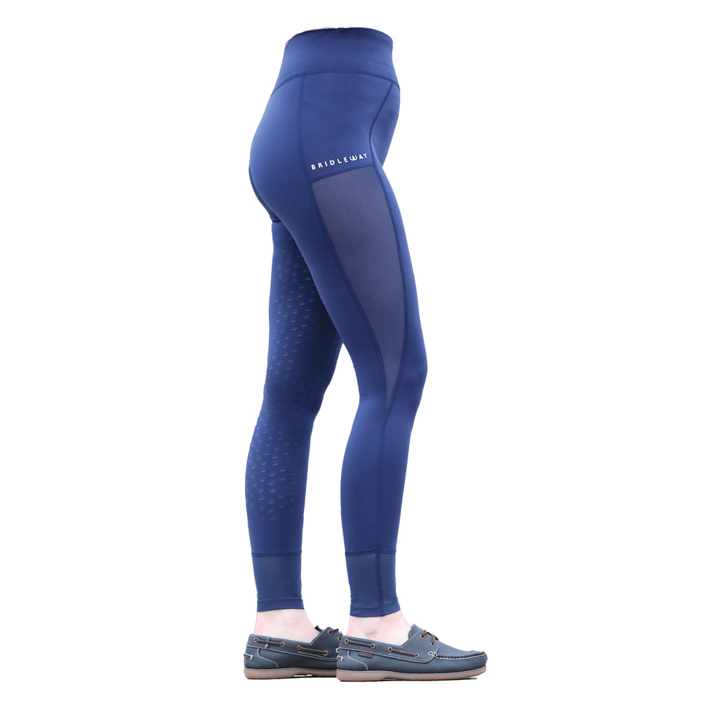 Bridleway Paige Ladies Mesh Riding Tights - Navy