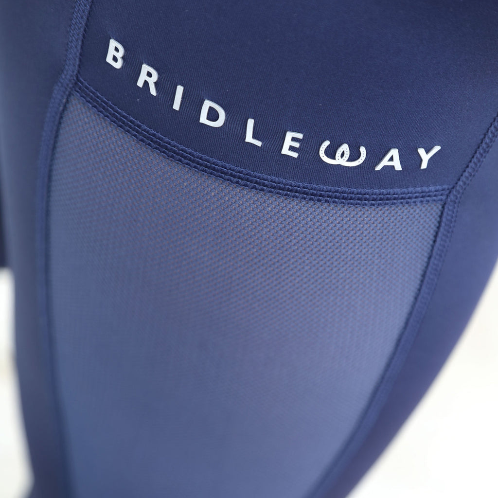 Bridleway Paige Ladies Mesh Riding Tights - Navy