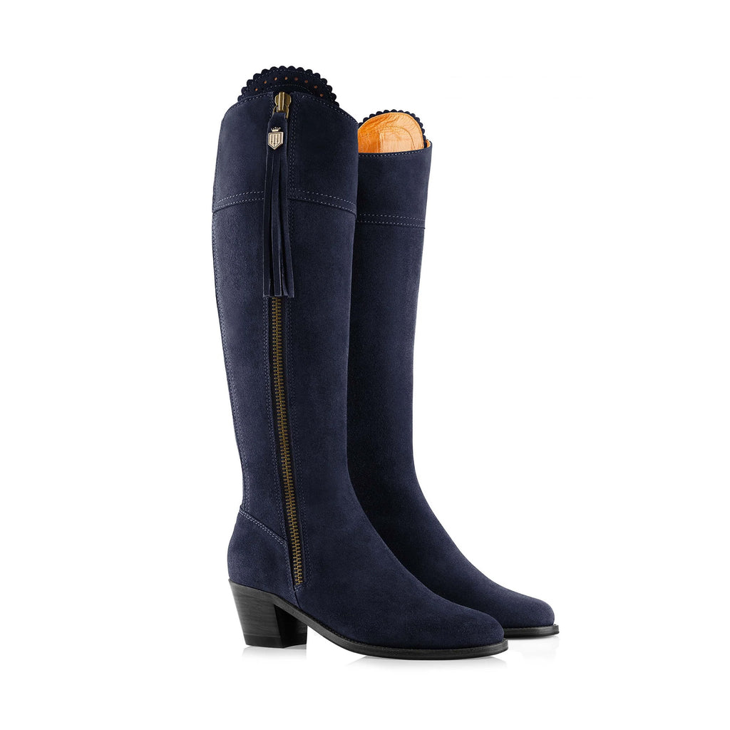 Fairfax and Favor Narrow Fit Heeled Regina Boot - Navy