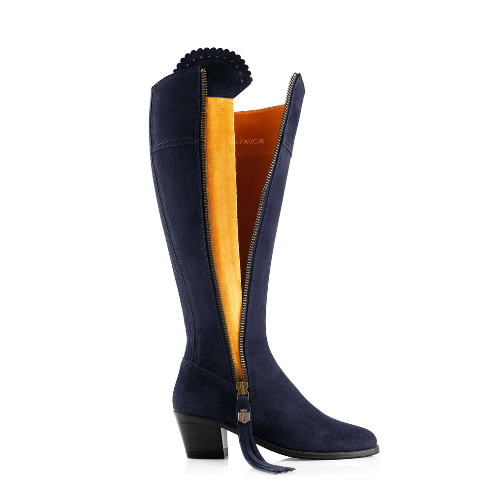 Fairfax and Favor Narrow Fit Heeled Regina Boot - Navy
