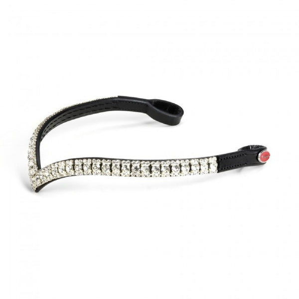 John Whitaker Lynton V-Shaped Diamante Browband - BLACK
