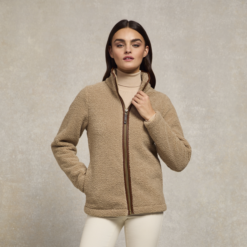 Holland Cooper Country Fleece Jacket - Natural Borg