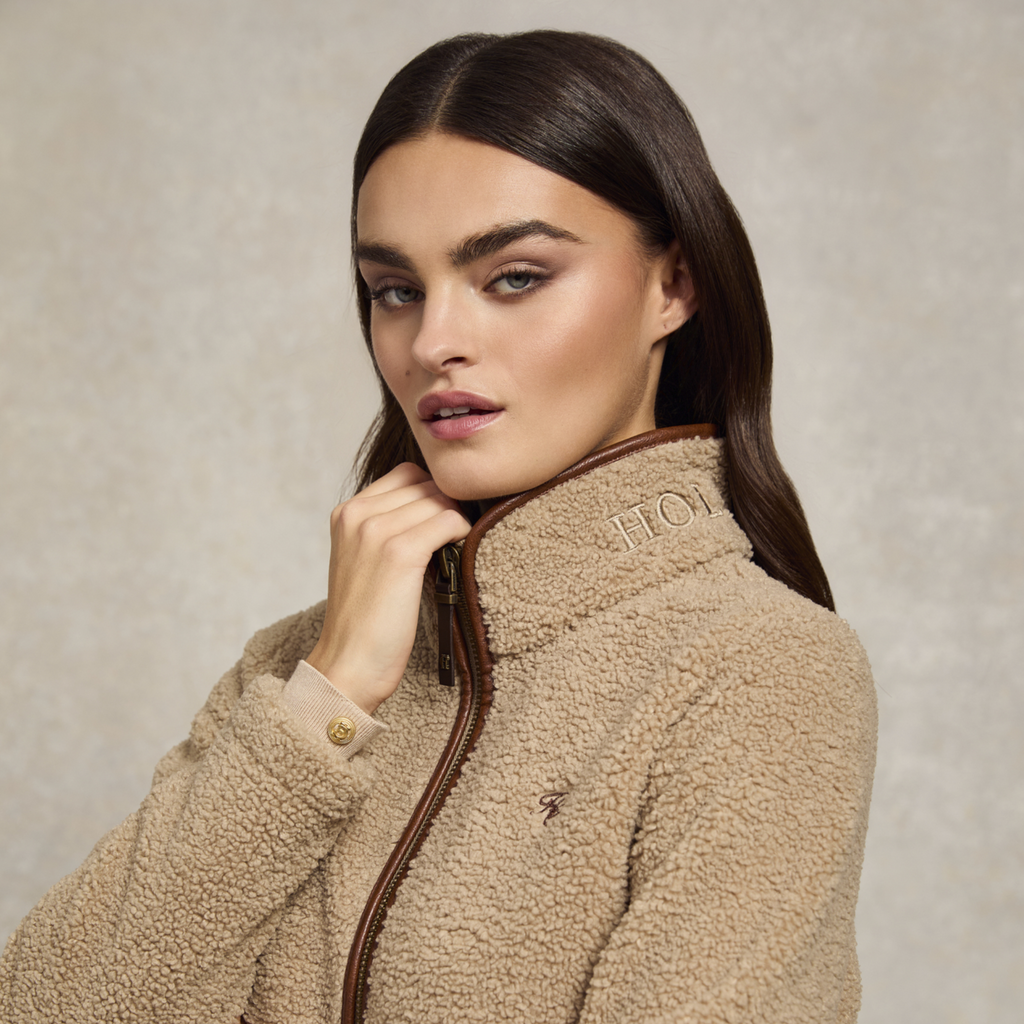 Holland Cooper Country Fleece Jacket - Natural Borg