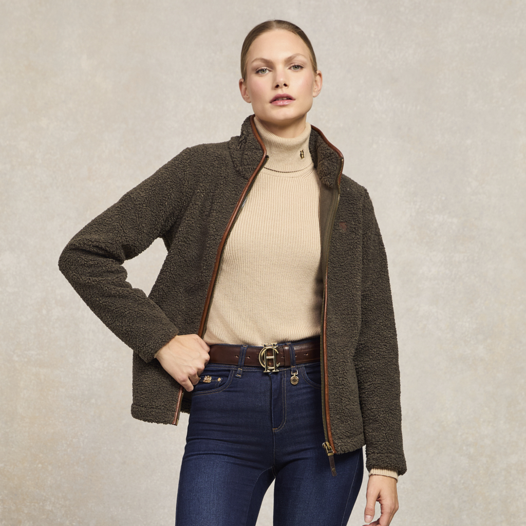 Holland Cooper Country Fleece Jacket - Khaki Borg