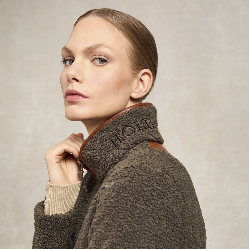 Holland Cooper Country Fleece Jacket - Khaki Borg