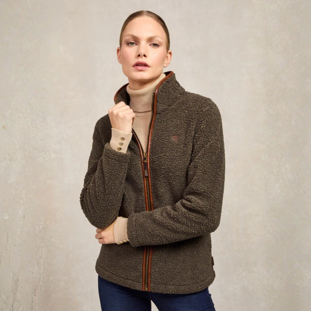 Holland Cooper Country Fleece Jacket - Khaki Borg