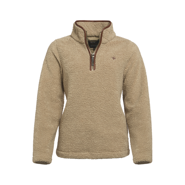 Holland Cooper Country Fleece Quarter Zip - Natural Borg