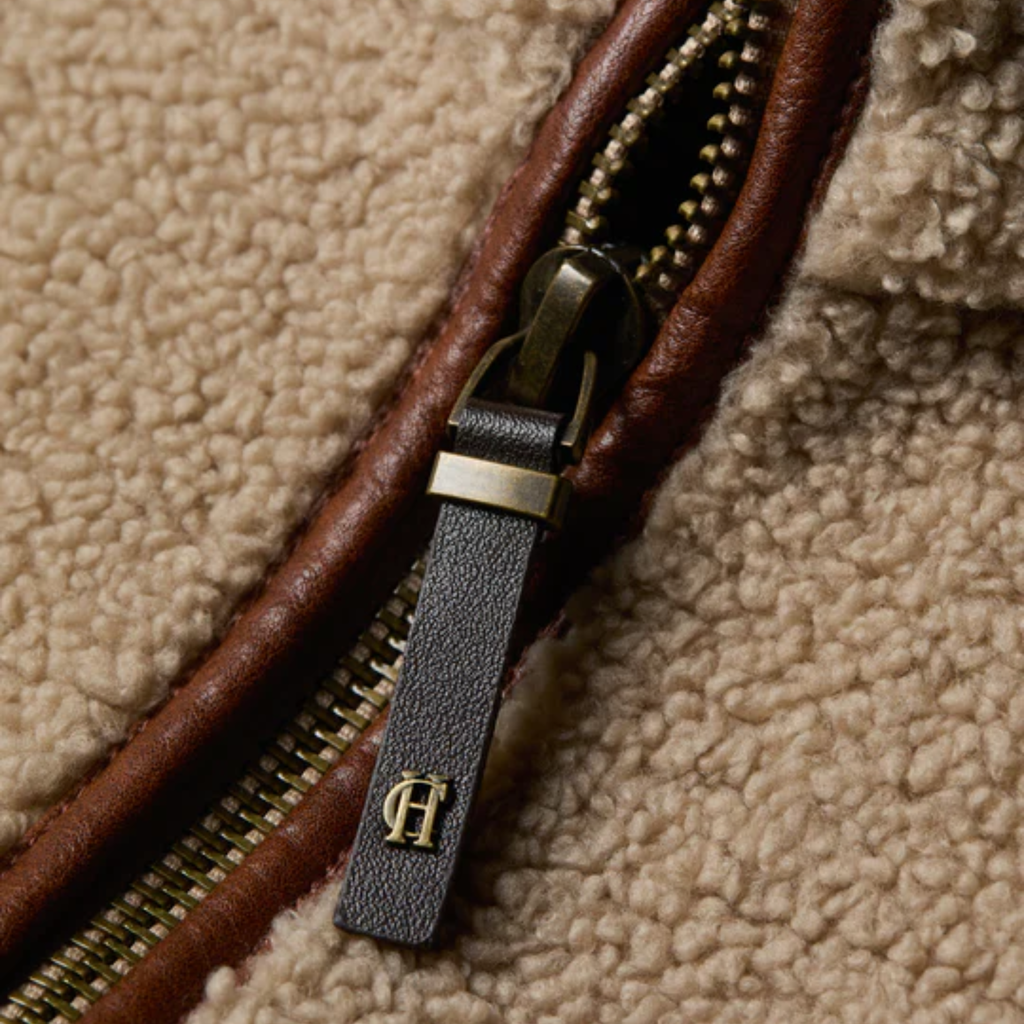 Holland Cooper Country Fleece Quarter Zip - Natural Borg