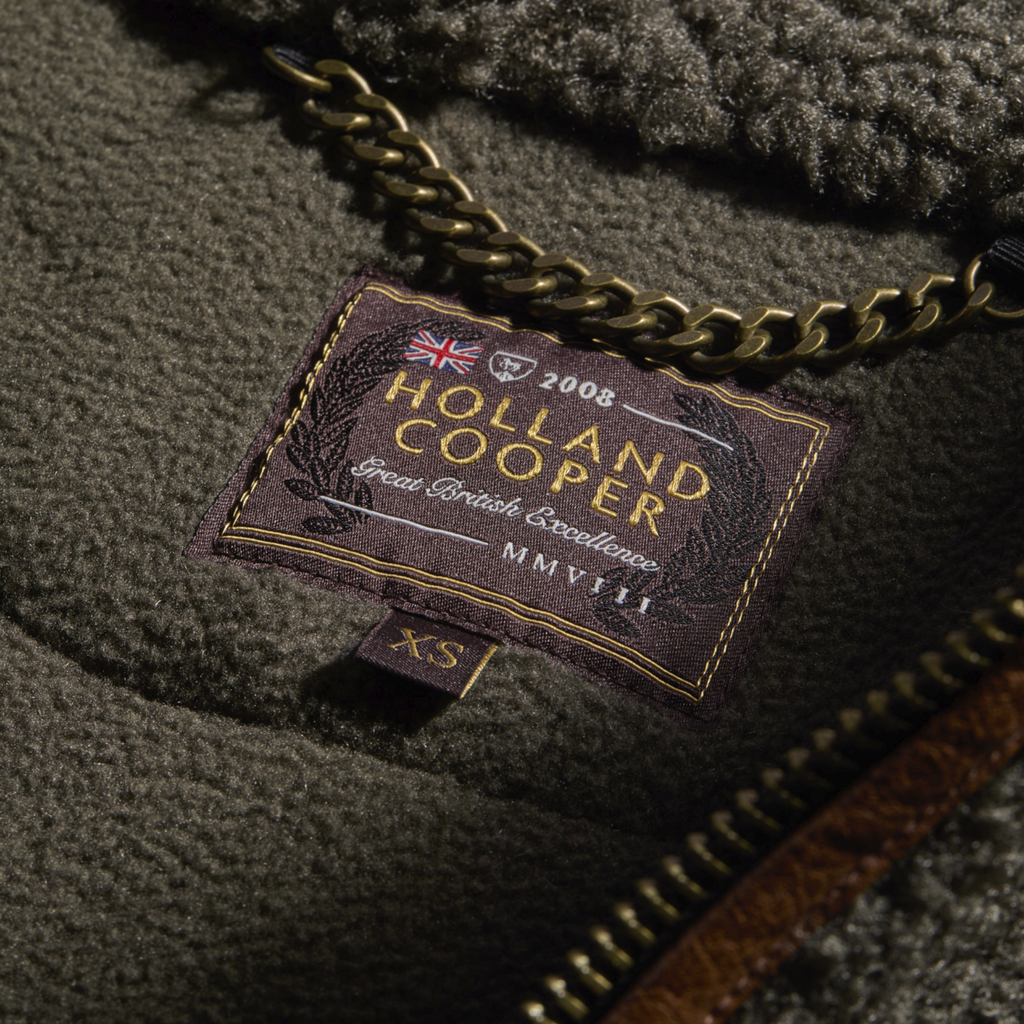 Holland Cooper Country Fleece Quarter Zip - Khaki Borg