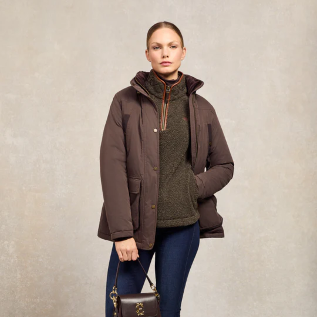 Holland Cooper Country Fleece Quarter Zip - Khaki Borg