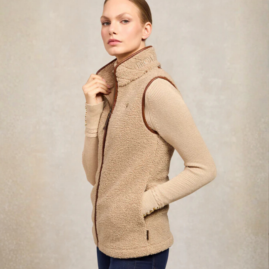 Holland Cooper Country Fleece Gilet - Natural Borg