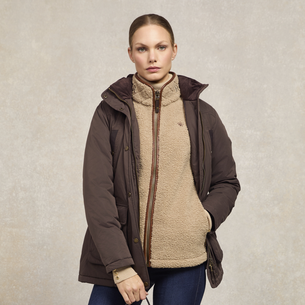 Holland Cooper Country Fleece Gilet - Natural Borg