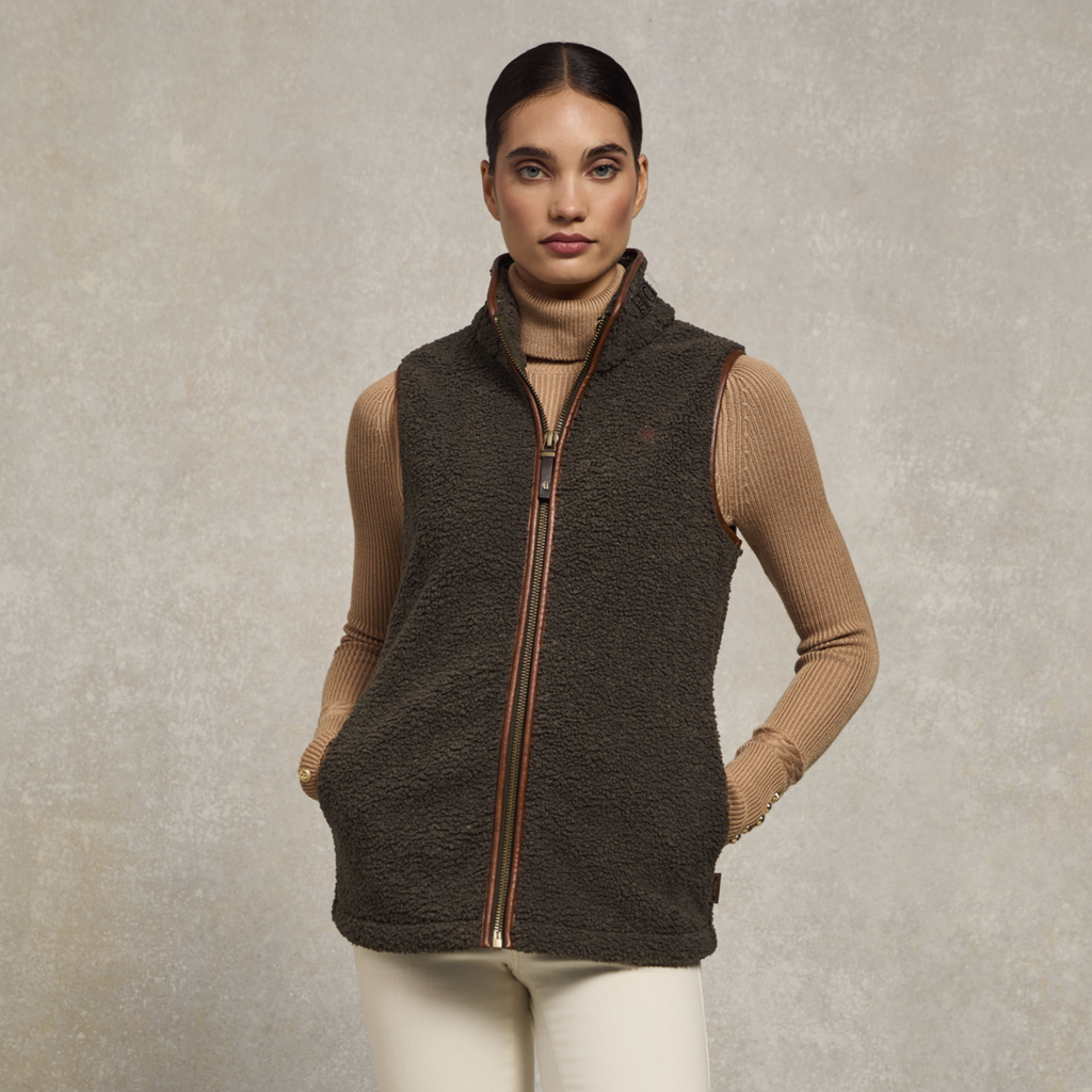 Holland Cooper Country Fleece Gilet - Khaki Borg
