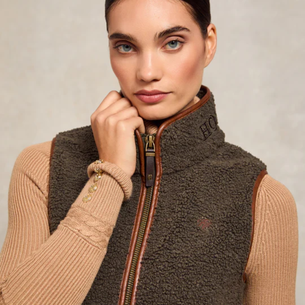 Holland Cooper Country Fleece Gilet - Khaki Borg