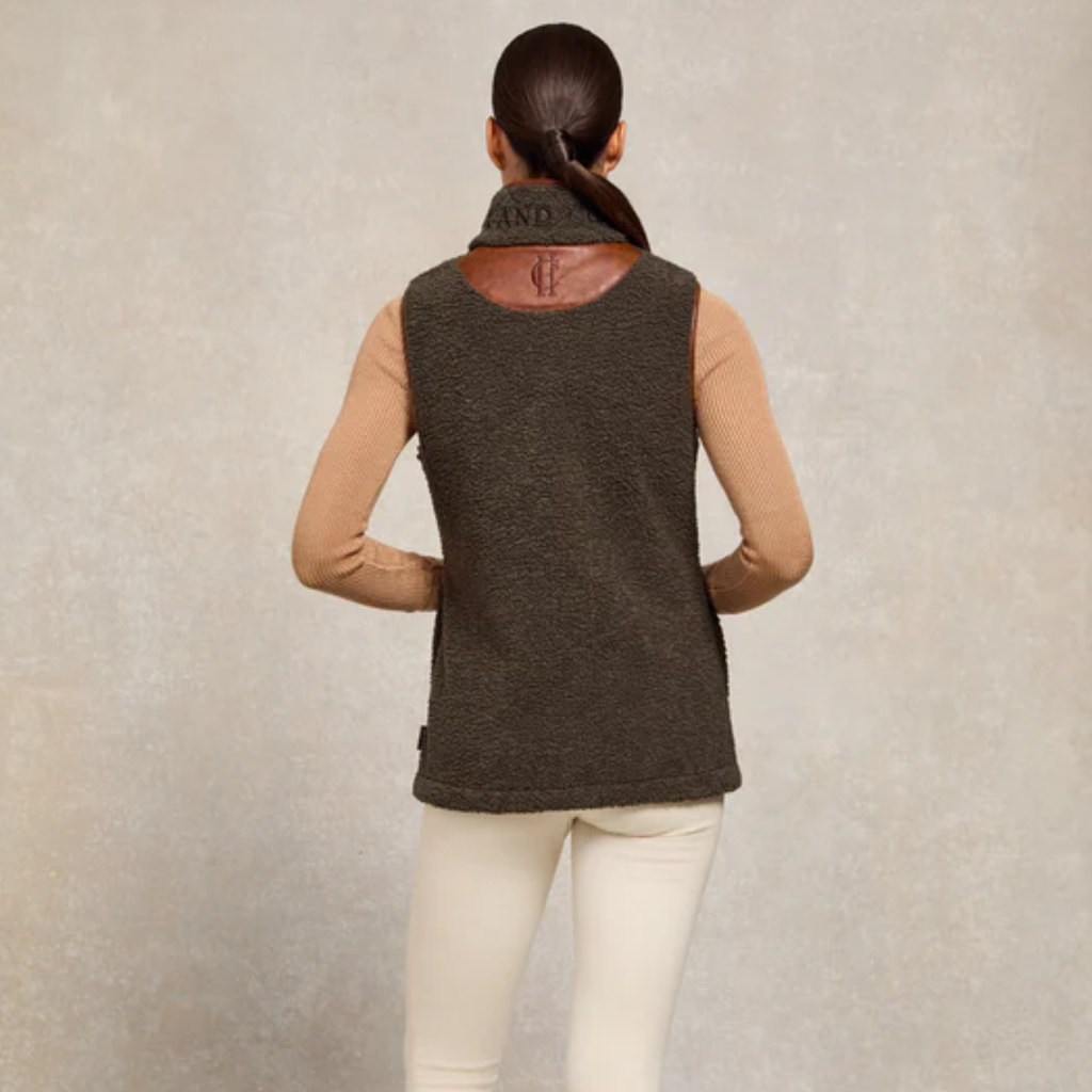 Holland Cooper Country Fleece Gilet - Khaki Borg