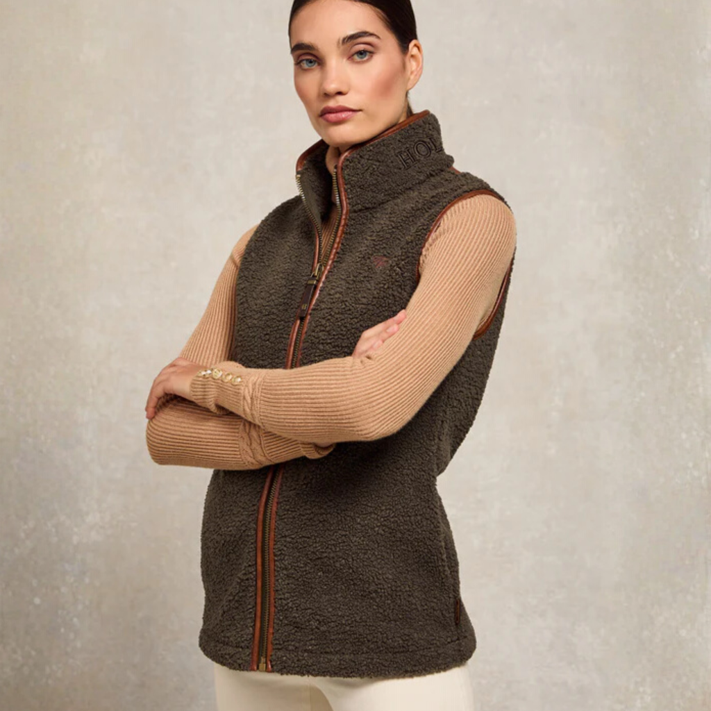 Holland Cooper Country Fleece Gilet - Khaki Borg