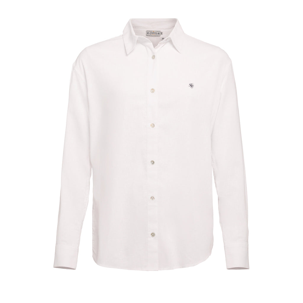 Holland Cooper Relaxed Fit Linen Shirt - Optic White