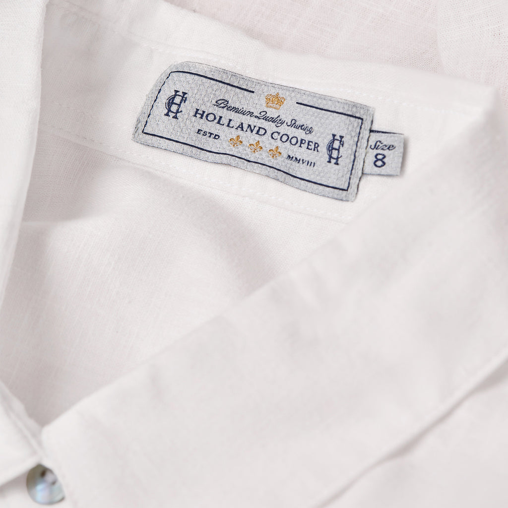 Holland Cooper Relaxed Fit Linen Shirt - Optic White