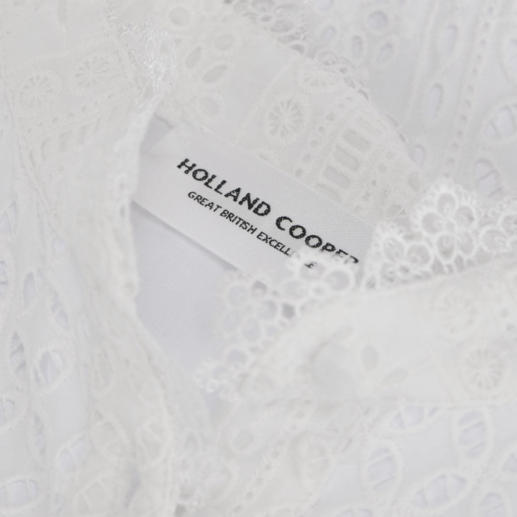 Holland Cooper Collarless Broderie Mini Dress - White