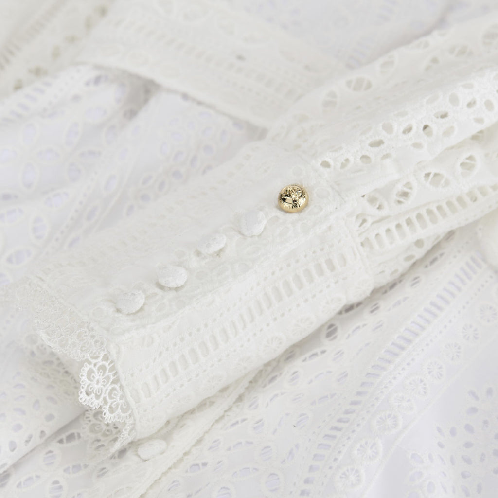 Holland Cooper Collarless Broderie Mini Dress - White