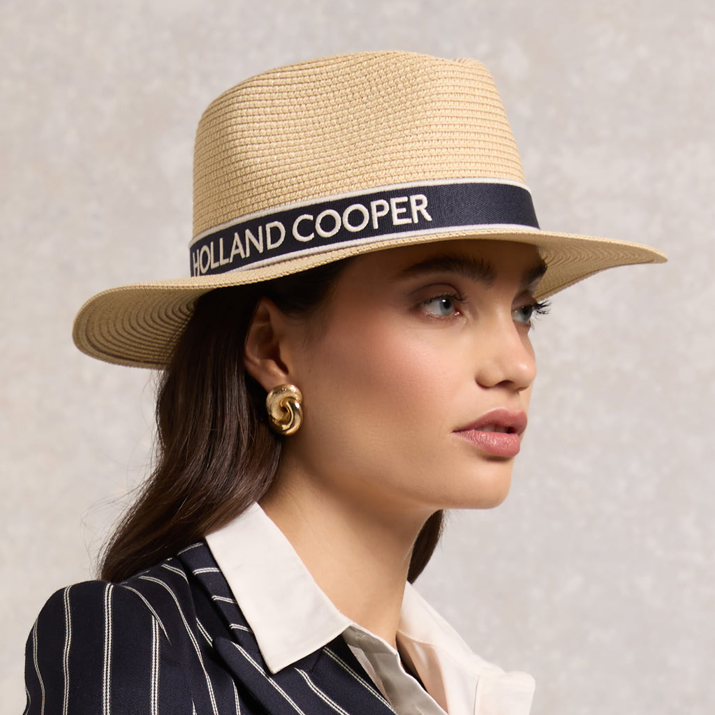 Holland Cooper Francesca Hat - Natural Navy
