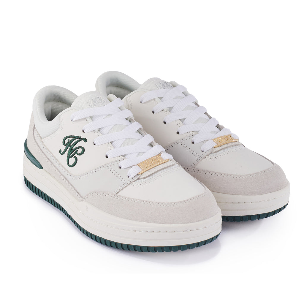 Holland Cooper Retro Trainer - White Racing Green