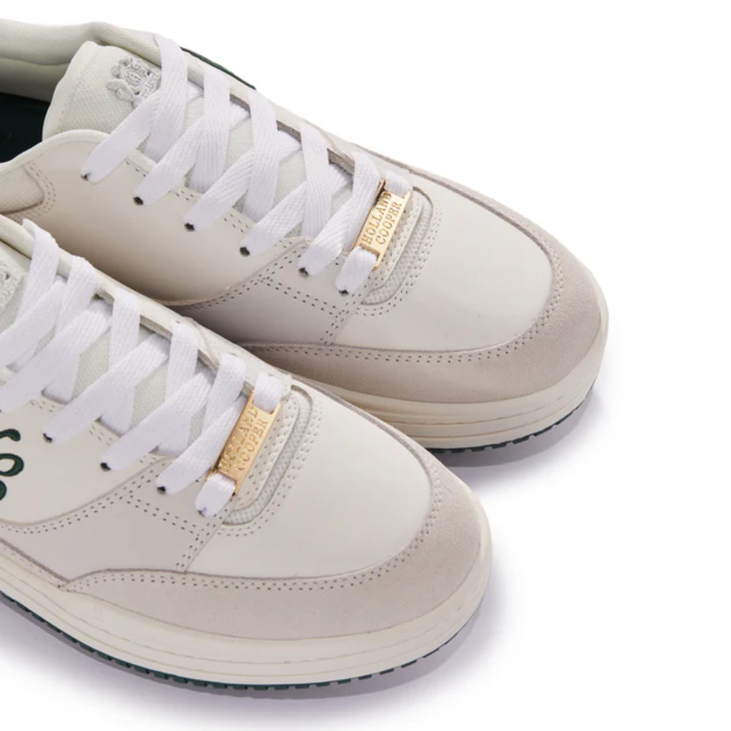 Holland Cooper Retro Trainer - White Racing Green