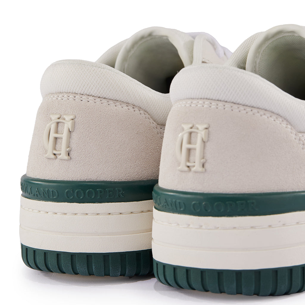 Holland Cooper Retro Trainer - White Racing Green