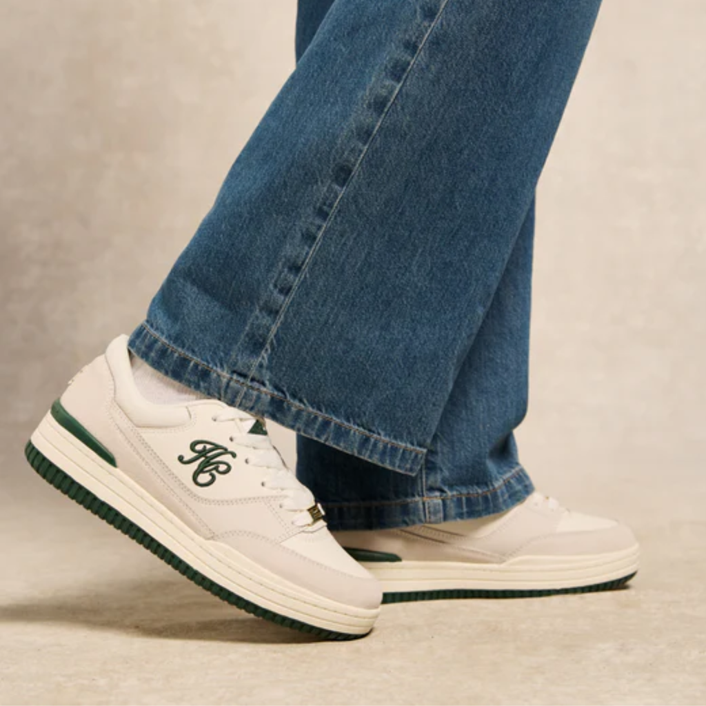 Holland Cooper Retro Trainer - White Racing Green