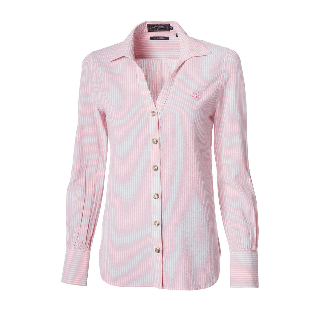 Holland Cooper Classic V-Neck Blouse - Pink Stripe