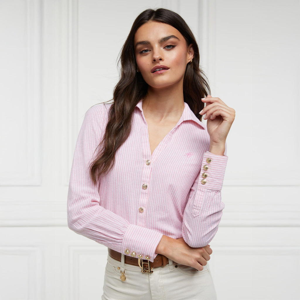 Holland Cooper Classic V-Neck Blouse - Pink Stripe