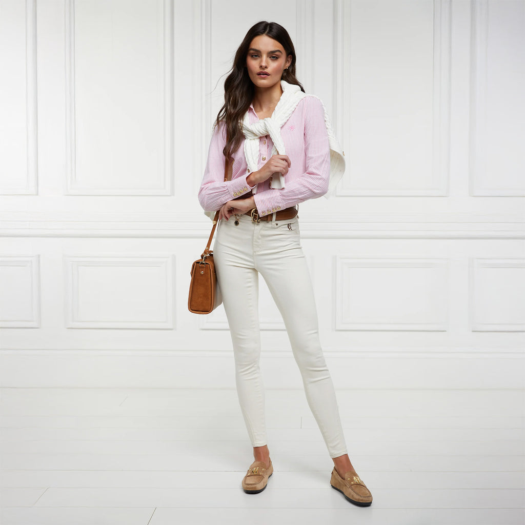 Holland Cooper Classic V-Neck Blouse - Pink Stripe