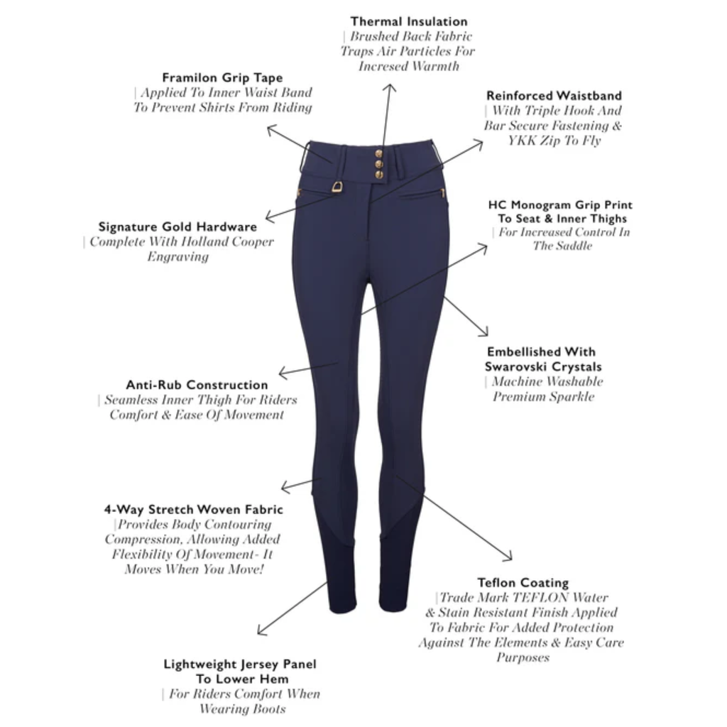 Holland Cooper Premium High Rise Breeches - Yale Blue