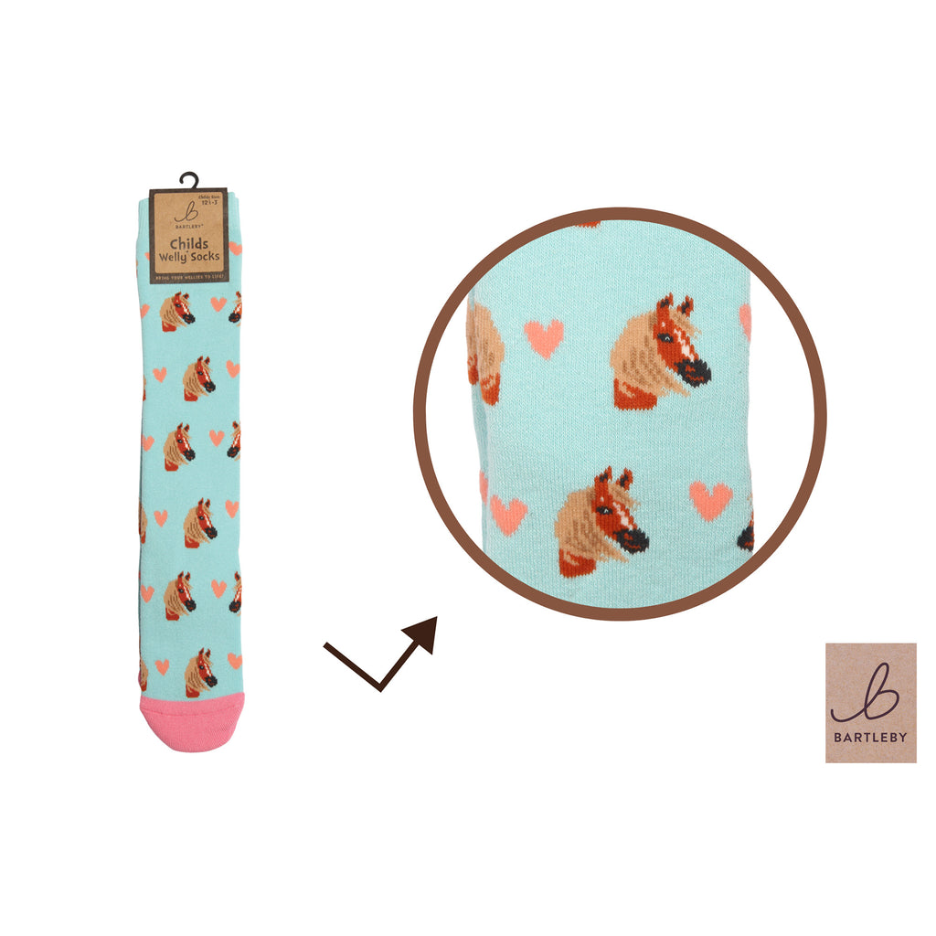 Bartleby Childrens Welly Socks - Horse Love